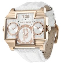 Police Men's PL-13088JSR/04 Hammerhead Rectangular Rose Gold IP Tri-Dial Leather Watch