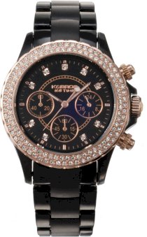 K&Bros  Women's 9553-1 Icetime Fashion Chrono Stones Watch