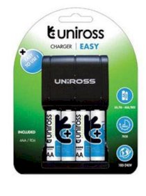 Bộ sạc Compact Fast và 4 pin sạc Uniross AA 2700mAh U0169219A