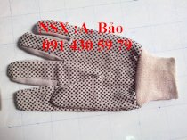 Găng tay vải bạt phủ hạt nhựa màu đen Trung Quốc 17N6 - 13