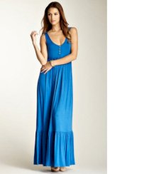 Đầm Maxi chân váy nhúng bèo màu xanh S WBB06220000S 