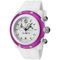 Glam Rock Women's GRD60100-NCR Miami Beach Chronograph Silver Textured Dial White Silicone Watch