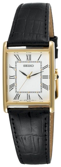 Seiko Men's SNF672 Dress Black Leather Strap Watch