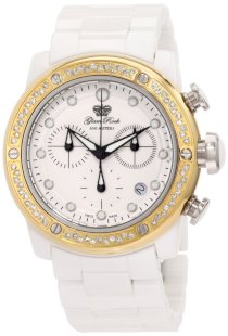 Glam Rock Women's GR50117D Aqua Rock Chronograph Diamond Accented White Dial Ceramic Watch