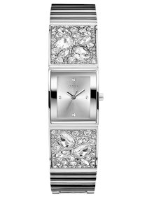 Guess Women's U0002L1 Bejeweled Bracelet Silver-Tone Watch