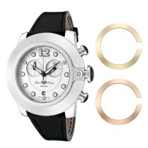 Glam Rock Women's GR32155 SoBe Chronograph White Dial Black Leather Watch