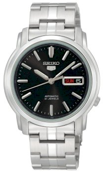 Seiko Men's SNKK71 Seiko 5 Automatic Black Dial Stainless-Steel Bracelet Watch