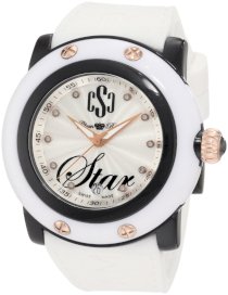 Glam Rock Women's GR63000 Miami Beach Diamond Accented Silver Textured Dial White Silicone Watch
