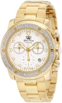 Glam Rock Women's GR50132D Aqua Rock Diamond Accented Chronograph White Dial Gold Ion-Plated Stainless Steel Watch