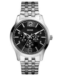 Guess Captain Multi-Function Black Dial Stainless Steel Mens Watch SU11685G2