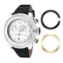 Glam Rock Women's GR32174D SoBe Chronograph Diamond Accented Black Shiny Leather Watch