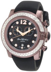 Glam Rock Women's GR32127D SoBe Chronograph Diamond Accented Black Dial Black Silicone Watch