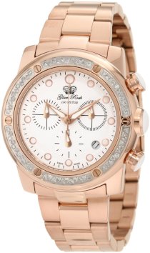 Glam Rock Women's GR50133D Aqua Rock Diamond Accented Chronograph White Dial Rose Gold Ion-Plated Stainless Steel Watch