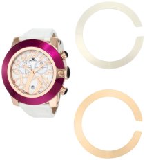 Glam Rock Women's GR32120 SoBe Chronograph White Dial Patent Leather Alligator Pattern Watch