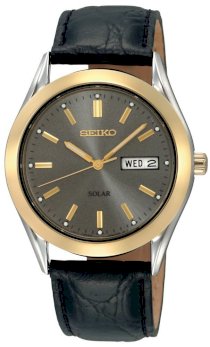 Seiko Men's SNE050 Solar Strap Charcoal Dial Watch