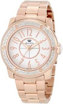 Glam Rock Women's GR50009D Aqua Rock Diamond Accented White Dial Rose Gold Ion-Plated Stainless Steel Watch
