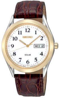 Seiko Men's SNE056 Solar Strap White Dial Watch