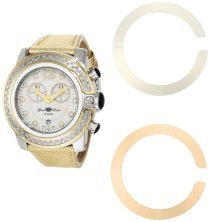 Glam Rock Women's GR32189D SoBe Chronograph Diamond Accented White Dial Gold Leather Watch