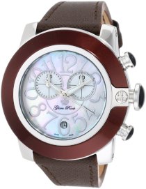 Glam Rock Women's GR32115 SoBe Chronograph White Mother-Of-Pearl Dial Brown Saffiano Leather Watch