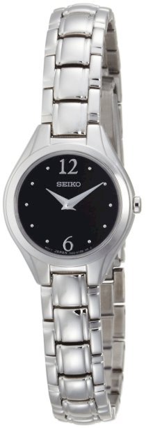 Seiko Women's SUJG05 Silver-Tone Black Dial Dress Watch