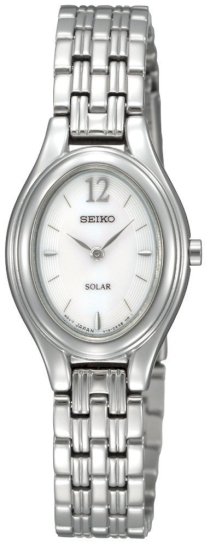 Seiko Women's SUP005 Solar Silver Oval Dial Watch