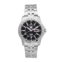 Seiko Men's 5 Automatic SNZJ23K Silver Stainless-Steel Automatic Watch with Black Dial