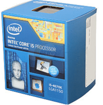 Intel Core i5-4670K (3.4 Ghz, 6M L3 cache, socket 1150. 5 GT/s DMI)