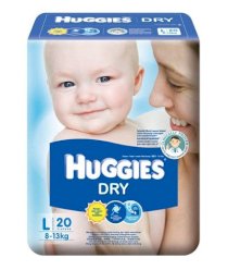 Bỉm Huggies Dry cỡ L 20 miếng