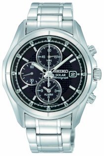 Seiko Men's SSC005 Grey Stainless-Steel Quartz Watch with Black Dial