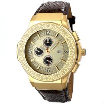 JBW Men's JB-6101L-E "Saxon Gold" Braided Leather Diamond Watch