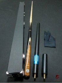 3/4 Custom Hand Made Zebra Wood Splice Ebony Snooker Cue With Free Case Set 