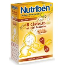Bột ăn dặm Nutriben 6 tháng, vị 8 ngũ cốc và mật ong, bích quy
