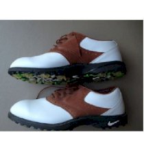 Men's Nike Golf Dress Shoes Zm Air Size 10.5 White Brown Q-Lok Worn Once