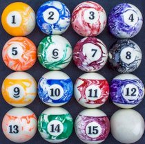 Marbled Pool Table Billiard Ball Set