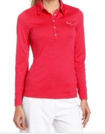 *NWT* PUMA Women's Golf Long Sleeve Polo with Dry Cell Technology! Pink - Small