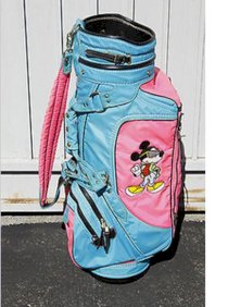 Disney Vintage 80's Style Golf Club Bag Neon Pink and Blue Mickey Donald Goofy
