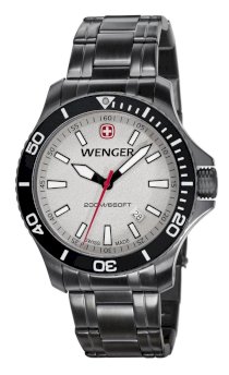 Wenger 641.107 Mens Sea Force Swiss Watch, White, Gunmetal Case and Bracelet
