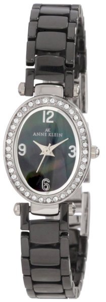 Đồng hồ AK Anne Klein Women's 10/9705BMBK Swarovski Crystal Accented Black Ceramic Silver-Tone Watch