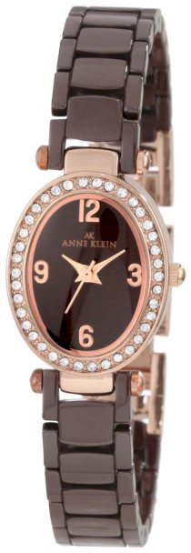 Đồng hồ AK Anne Klein Women's 10/9704RGBN Swarovski Crystal Accented Brown Ceramic Rosegold-tone Watch