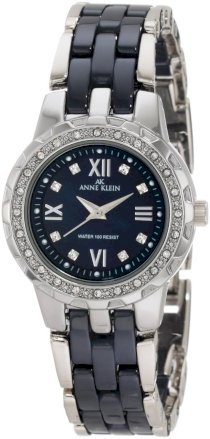 Đồng hồ AK Anne Klein Women's 10/9457BLSV Swarovski Crystal Accented Blue Ceramic Bracelet Watch