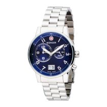 Wenger Men's 74718 Commando Dual Time 2-Eye Blue Dial Steel Bracelet Watch