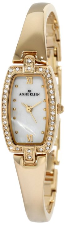 Đồng hồ AK Anne Klein Women's 109714MPGB Swarovski Crystal Gold-Tone Mother-Of-Pearl Bangle Bracelet Watch
