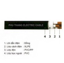 Cáp Phú Thắng 4 lõi với lõi trung tính nhỏ hơn không giáp bảo vệ 0.6/1 kV(Cu/XLPE/PVC-4) 3x25+1x16