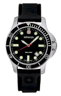 Wenger Men's 72324 Battalion III Diver Black Dial Black Rubber Watch