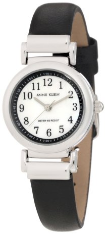 Đồng hồ AK Anne Klein Women's 10/9887MPBK Leather Silver-Tone Easy-To-Read Black Leather Strap Watch
