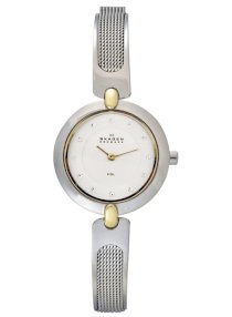 Skagen Women's 354SGSC Steel Collection Crystal Accented Mesh Two Tone Stainless Steel Bracelet Watch