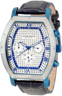 Akribos XXIV Men's AKR459BU Grandoise Multi Function Diamond Tourneau Swiss Quartz Watch