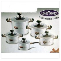  Bộ nồi nhôm Nano Silver 5 chiếc LoveSong Hàn Quốc, màu bạc