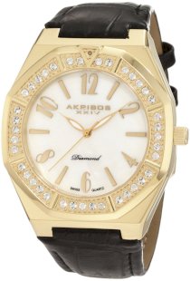 Akribos XXIV Men's AKR490YG Swiss Quartz Diamond Mother-Of-Pearl Watch
