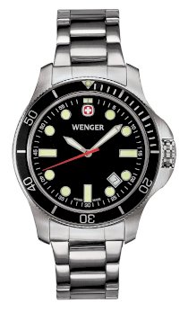 Wenger Men's 72326 Battalion III Diver Black Dial Steel Bracelet Watch